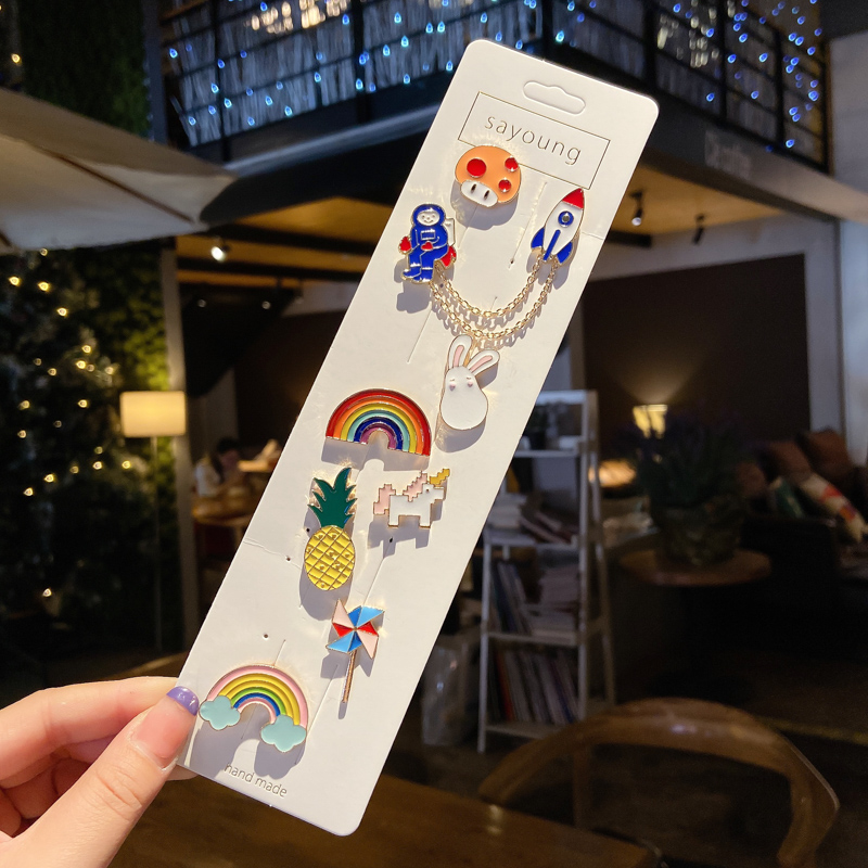 2 Sets Of 8 In Early SummerCartoon Brooch lovely solar system high-grade female ins tide personality Accessories ornaments Sternal flower summer like a breath of fresh air male Pin