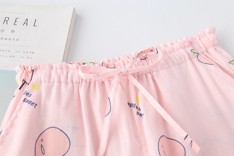 Mùa xuân và mùa hè Phiên bản Hàn Quốc của mùa thu nữ lưới cotton đôi gạc nhà cha mẹ quần cotton phần mỏng kích thước lớn quần ngủ lỏng thời trang mặc nhà nam nữ