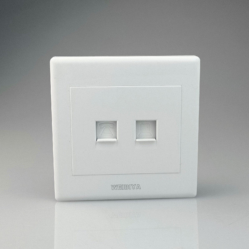 86 hidden wall panel white telephone computer dual outlet network cable telephone weak current engineering socket