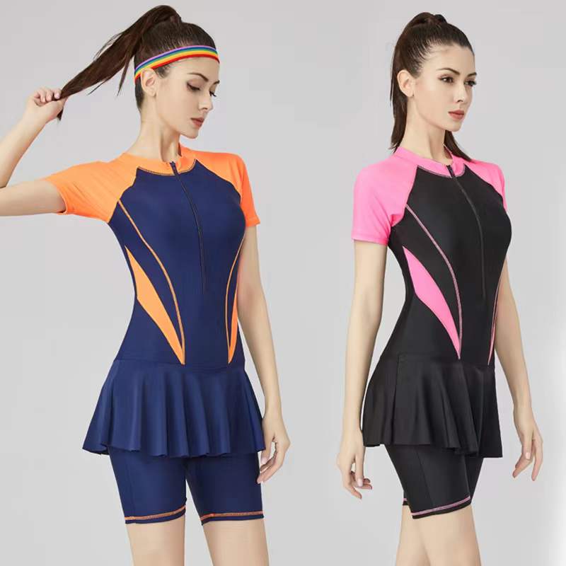 Swimsuit Woman Xia Lian Skirt Style Professional Training Big Size Code Cover Belly slim conservative 50% Pants Student Spa Swimsuit