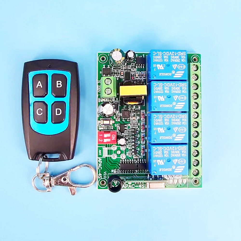 Wireless remote control switch 220V4 road relay module learning type receiving controller wireless remote control