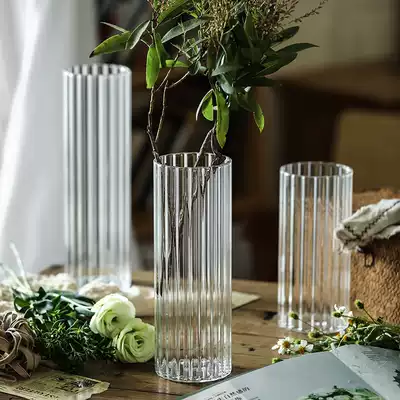 Transparent glass vase Nordic ins wind net red creative simple living room flower arrangement decoration dry flower hydroponic flower device