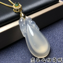925 silver inlaid high ice white jalcedony agate water drop pendant elegant fashion fresh Classic women wear necklace