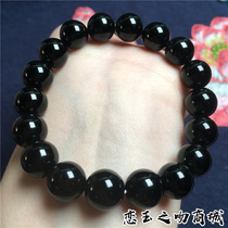 Black jalcedony agate beaded beads Jade hand string classic retro men and women couple chant Chan beads string bracelet