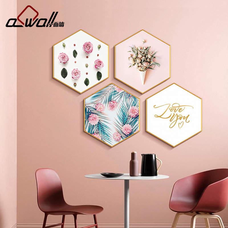 Nordic Decoration Painting Living Room Bedroom Rooms Ins Modern Minimalist Hexagon Art Dining Room Bedside Cozy Hanging Paintings