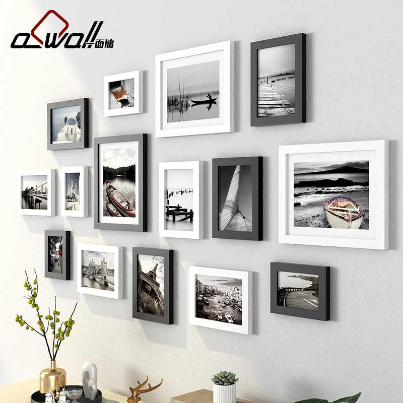 Modern Minimalist Photo Wall Decoration Frame Set, No-Drill Installation, Nordic Style for Living Room and Dining Room, Wall-Mounted Photo Frames