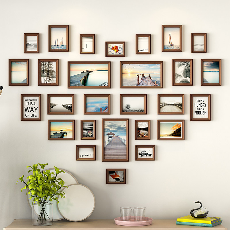 Heart shape photo wall decoration creative personality love picture frame wall hanging wall wedding room wedding dress photo wash photo combination