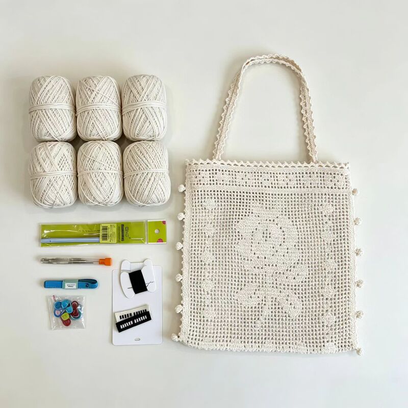 Curry Handcraft - Hollow Rose Bag DIY Crochet Material Kit Handmade Yarn Big Eyes Thread Make It Yourself Curry Handcraft - Hollow Rose Bag DIY Crochet Material Kit Handmade Yarn Big Eyes Thread Make It Yourself