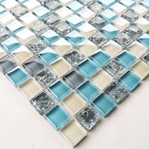 Blue crystal Blue mosaic Mediterranean glass tile TV background wall Bathroom balcony KTV hotel