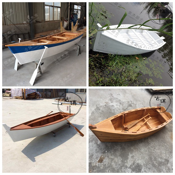 European-style wooden boat decorative boat scene sightseeing cruise hand rowing boat fishing boat fiberglass boat