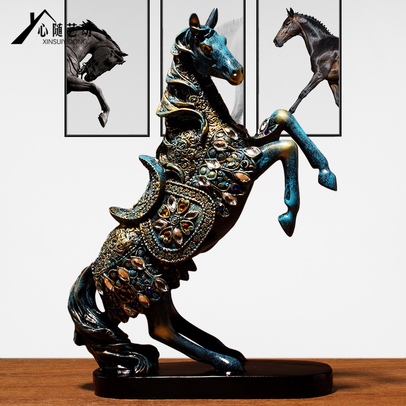 New Chinese horse ornaments Creative home TV wine cabinet decorations Indoor living room office entrance bookshelf decoration