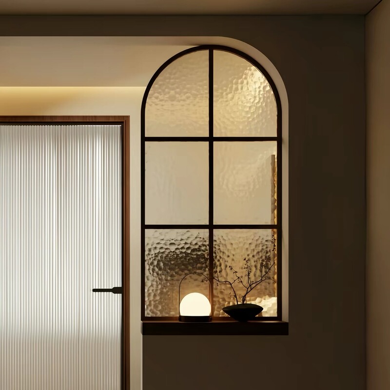 Cream-Colored Washbasin Bathroom Half-Wall Screen Partition Cabinet Modern Minimalist Tempered Glass Iron Art Dry and Wet Area
