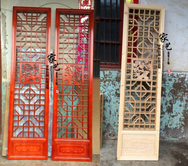 East Yang Wood Carving Chinese Style Furnishing TV Background Wall Solid Wood Flower Lattice Imitation Ancient Carved Flower Doors And Windows Xuan Guan Partition Screen