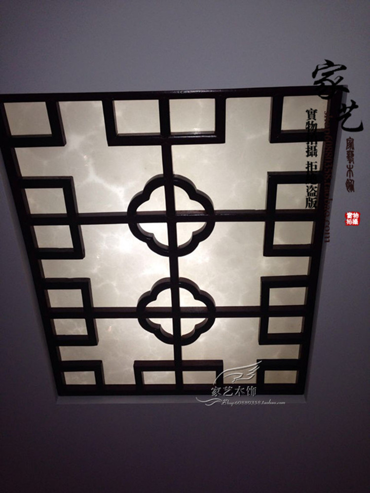 Dongyang wood carving Chinese style decoration hollowed-out solid wood suspended ceiling flower lattice screen flower window wood grid Xuanguan partition background wall