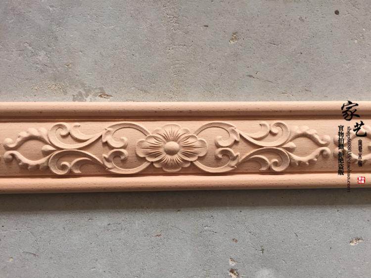 Dongyang woodcarving flower in European style decoration TV background wall ceiling light with decorative waist line playing line solid wood lines