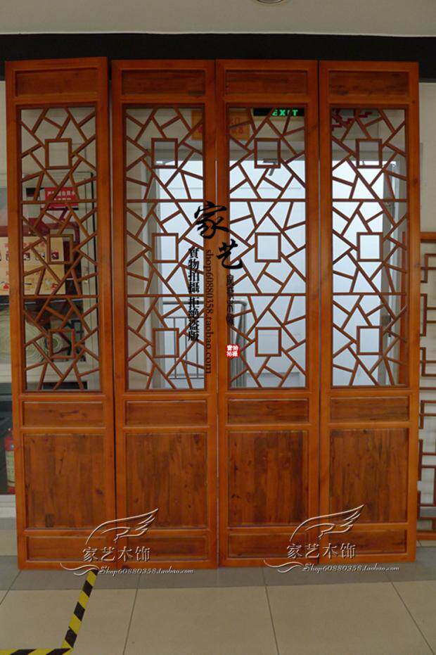 Dongyang wood carving Chinese imitation ancient custom solid wood living room Xuanguan partition screen wood lattice hollowed-out flower lattice doors and windows