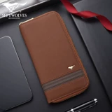 Septwolves, кожаный длинный бумажник с молнией, мужская маленькая сумка клатч, универсальный кошелек, воловья кожа, бизнес-версия