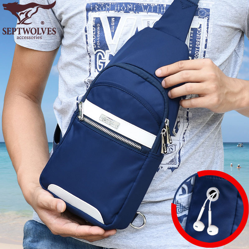 Seven Wolves Chest Bag Men's Slanted Satchel Sport Single Shoulder Bag Casual Men's Bag Small Scapegoat for men's bag Han version Yacht Bag