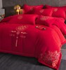 Wedding Milk Velvet Four-Piece Set, Winter Newlywed Celebration Quilt, Red Dowry, Coral Velvet Bed Sheet, Duvet Cover, Bedding