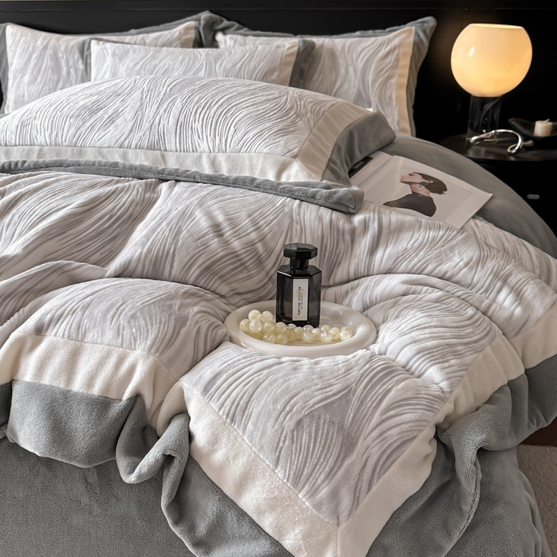 High-End Milk Velvet Four-Piece Bedding Set for Winter, Thickened and Warm, Double-Sided Flannel Duvet Cover, Winter Coral Velvet Bed Sheet