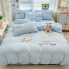 Cartoon Double-Sided Fleece Duvet Cover Four-Piece Set, Milk Velvet Winter Coral Fleece Flannel Snowflake Fleece Bed Sheet Single Three-Piece Set
