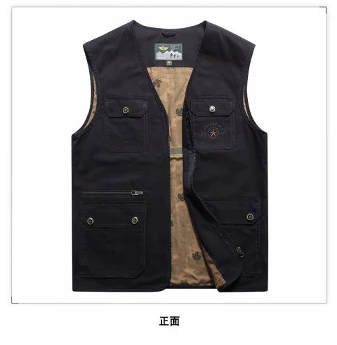 Bố mặc vest nam giản dị mùa hè nhiều túi cotton trung niên nam vest vest ngoài trời vest vai mỏng - Áo vest cotton