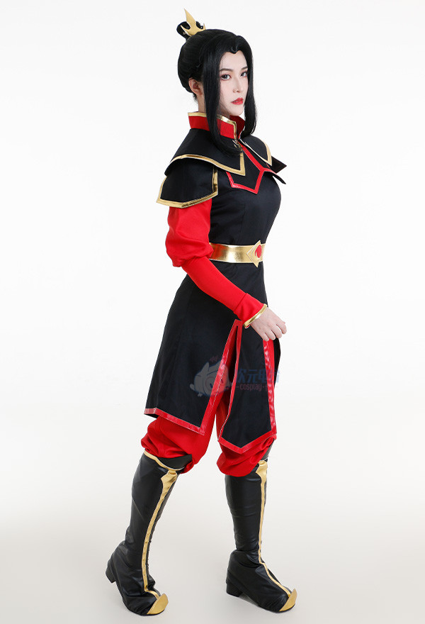 Avatar The Last Airbender Azula Red Black Battle Suit Cosplay Costume