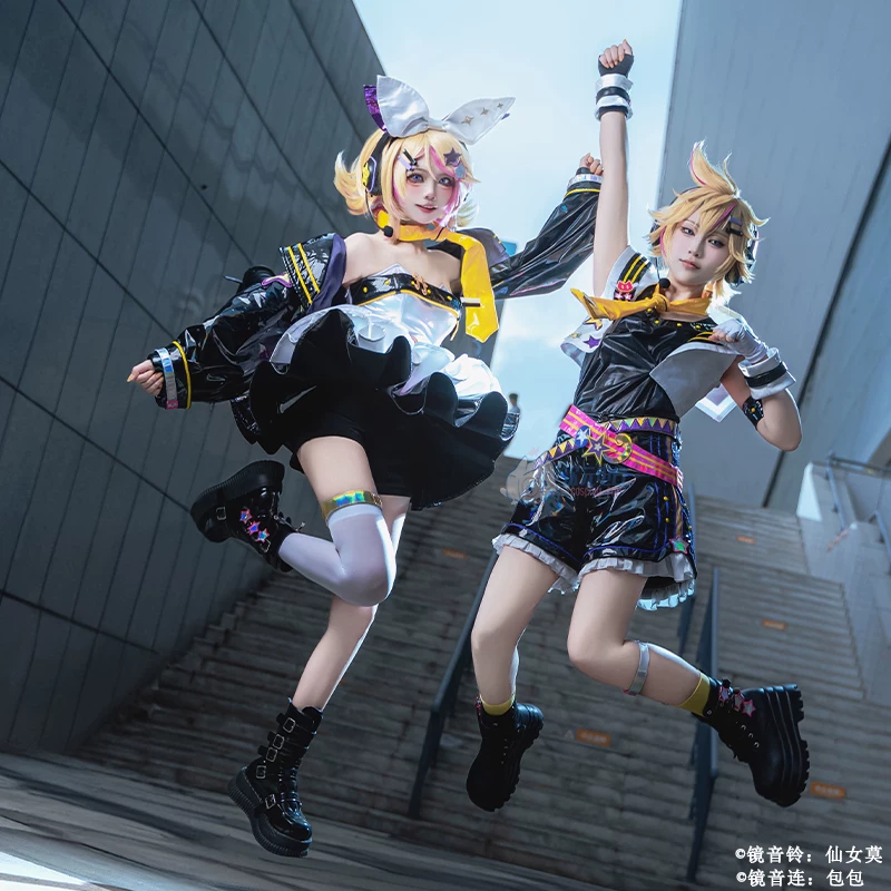 Косплей-костюм из анимации для игры Meowth Run, связанный с Kagamine Rin/Kagamine Twins, в стиле dimension радиостанции