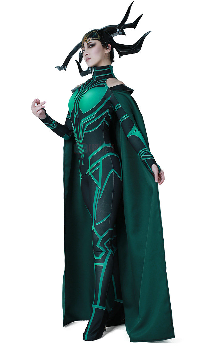 Thor Ragnarok Hela Cate Blanchett Green Black Cosplay Costume