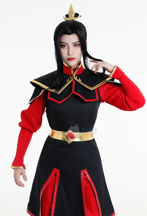 Avatar The Last Airbender Azula Red Black Battle Suit Cosplay Costume