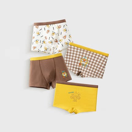 米柚夏天 儿童内裤男童纯棉a类抑菌四角裤宝宝中大童平角裤不夹PP