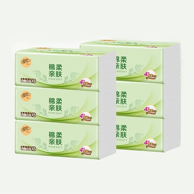 清风棉柔系列抽纸4层棉柔亲肤家用实惠装餐巾纸面巾纸卫生抽纸巾