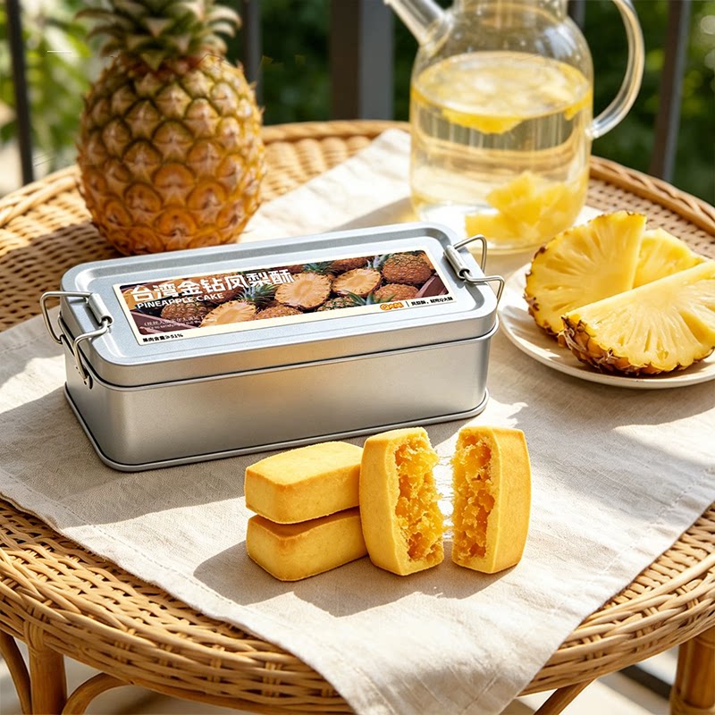 Q大酥台湾金钻凤梨酥小铁盒装传统中式糕点心早餐零食休闲小吃