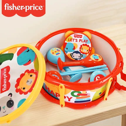 费雪宝宝铃鼓沙锤响板打击乐器玩具礼盒1套多款乐感启蒙好收纳