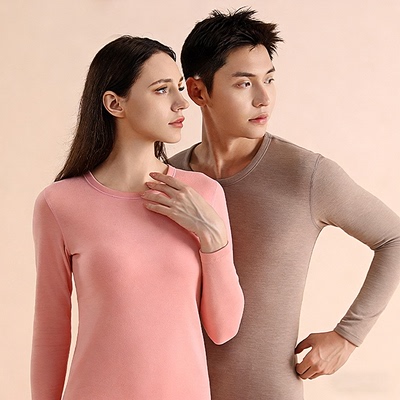 羊毛蚕丝保暖内衣女套装情侣男士