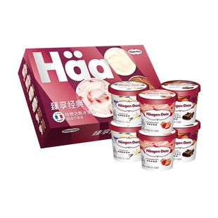 哈根达斯冰淇淋香草草莓巧克力81g*6杯