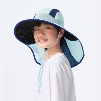 蕉下儿童多功能防晒帽披肩帽黑胶全防护男女童夏季大帽檐遮阳帽子