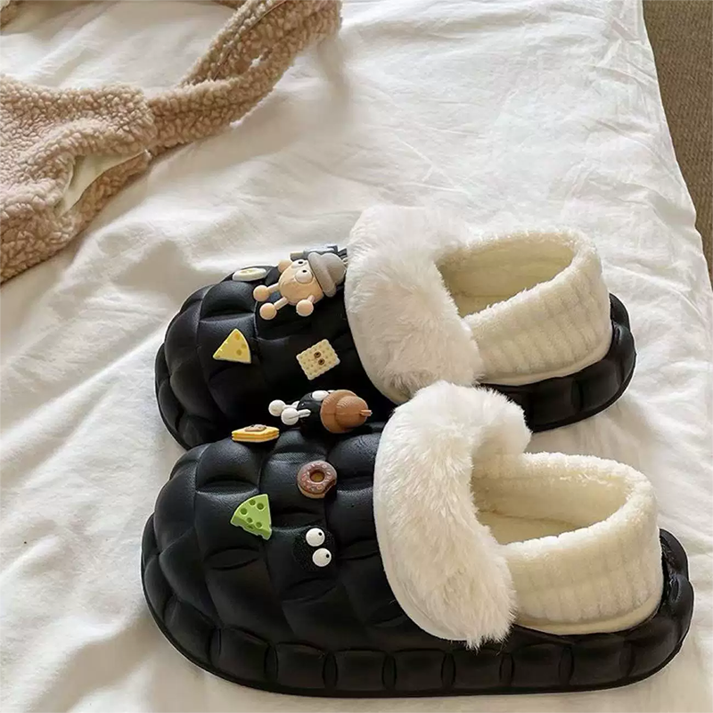 卡通可爱防滑软底可拆卸内胆棉鞋ins潮超萌包跟外穿PVC防水拖鞋女