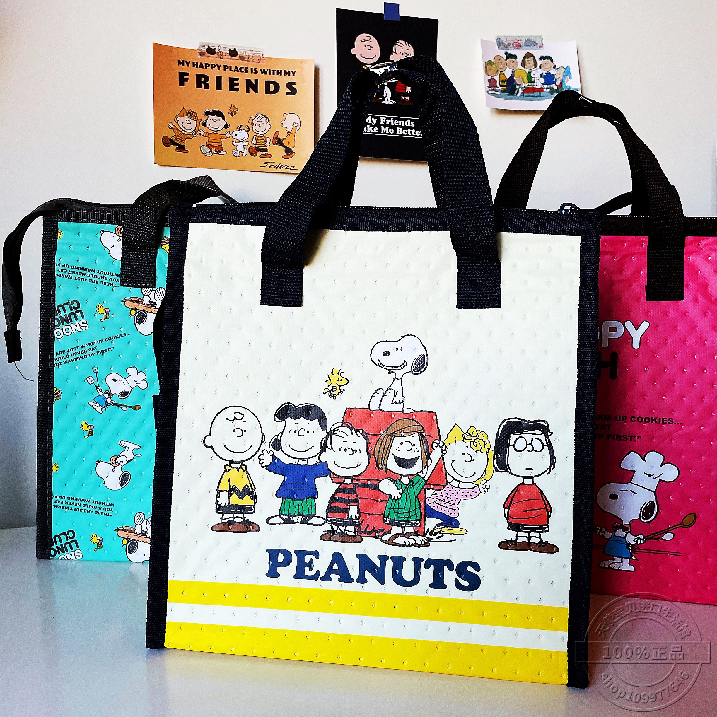 Japanese skater student cartoon snoopy waterproof insulation cold lunch box bag