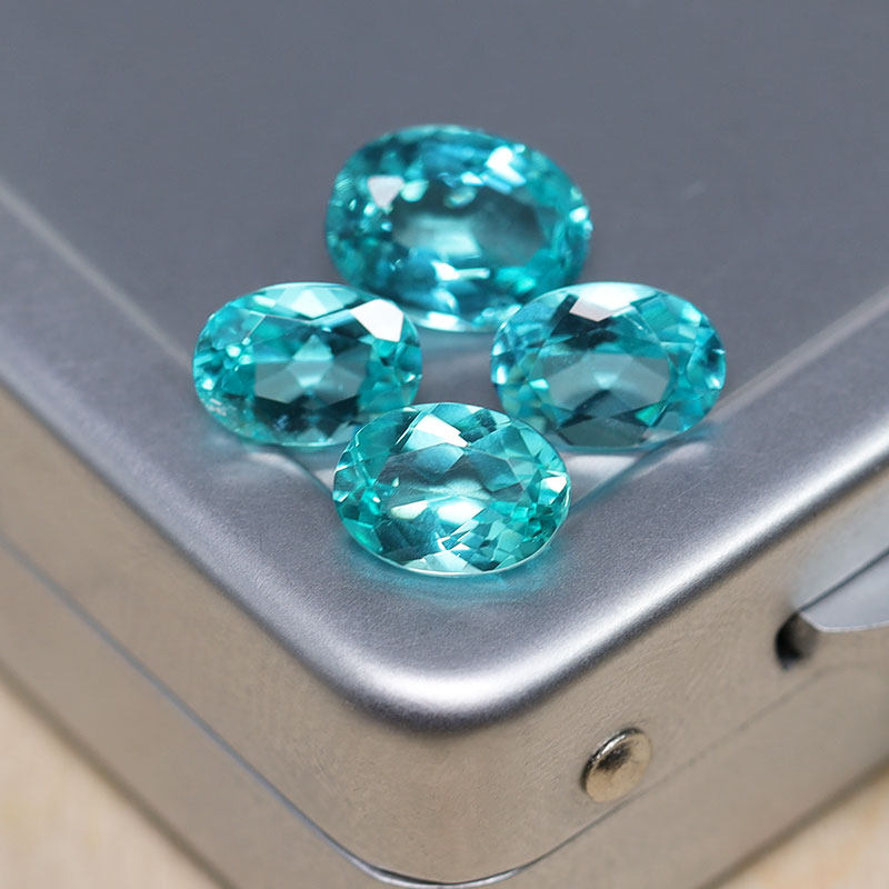 Natural Colored Precious Stones Nude Stone Apatite 5 * 76 * 8 Qualities Good Palaiba Color Neon Blue Custom Studded LHS02