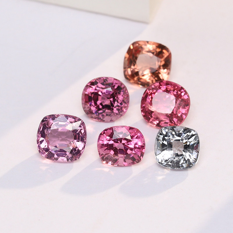 Golden Tao Colorful Gem natural spinel 600-1 carat candy color nude stone 18K gold custom ring earpiece JJS06