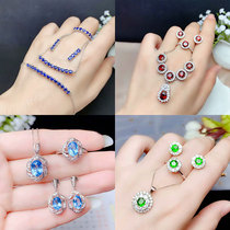 Gold jewelry s925 silver stud earrings drop earrings bracelet bracelet row chain color treasure bare stone silver tray custom inlaid YT01