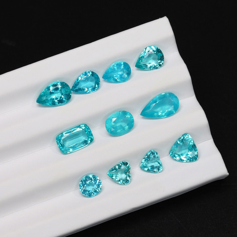 Natural Color Jewel Palaiba Color Apatite Blue Green Neon Blue 18K Gold Custom Ring Pendant LHS01