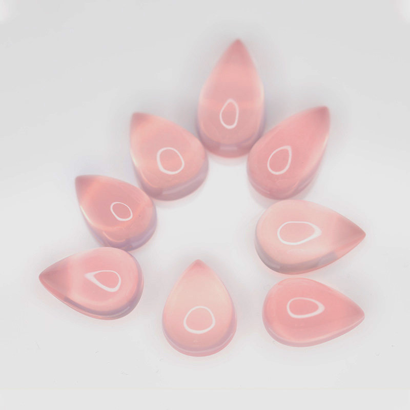 New Products Natural 6 Ct Cherry Blossom Pink Hibiscus Stone Rose Crystal Oval Drop Studded 18K Ring Pendant FRS01