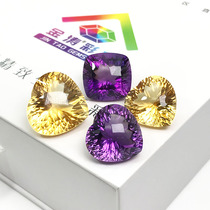 Natural gemstone heart-shaped amethyst citrine naked stone color rich lavender custom inlay silver tray ZSJ05