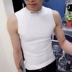 Tinh thần xã hội anh chàng vest nam mùa hè thể thao bó sát trắng trùm đầu mồ hôi vest không tay áo thun
