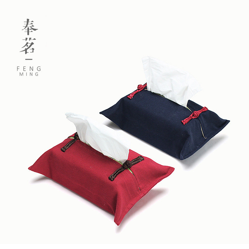 Fengming tissue bag handmade cotton and linen retro removable toilet paper bag storage bag car fabric paper sleeve tissue box