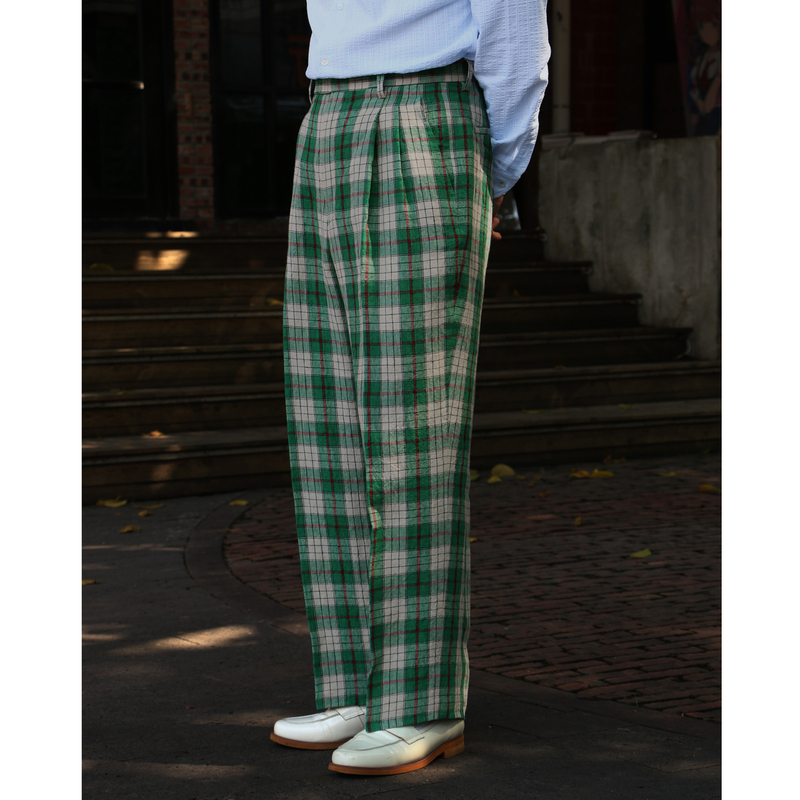 Plan B Autumn Italian-Style High-Waisted Loose Linen Trousers Retro College Style Patterned Long Pants for Men