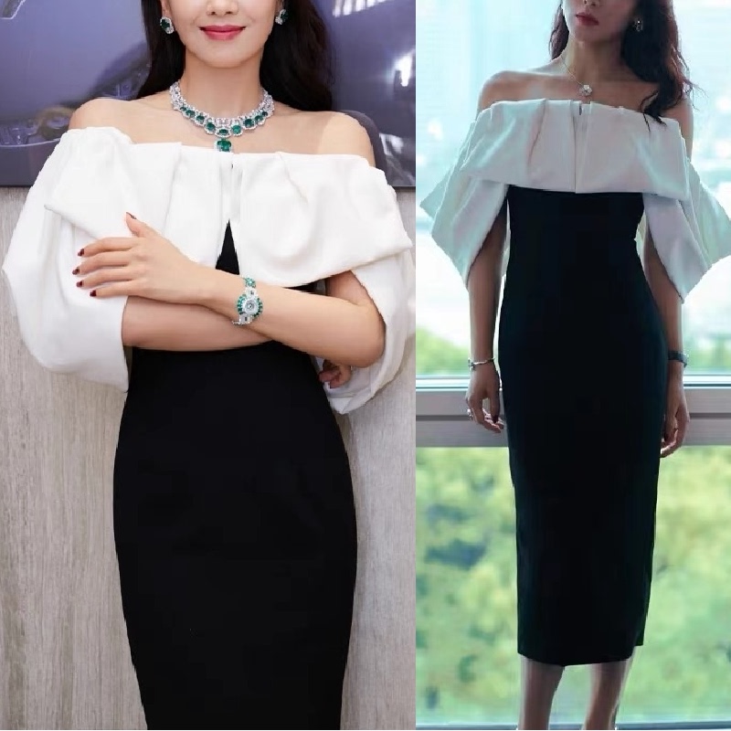 Liu Tao's Same Classy Banquet Dinner Dress Sexy Off-Shoulder One-Shoulder Birthday Party Dress for Women