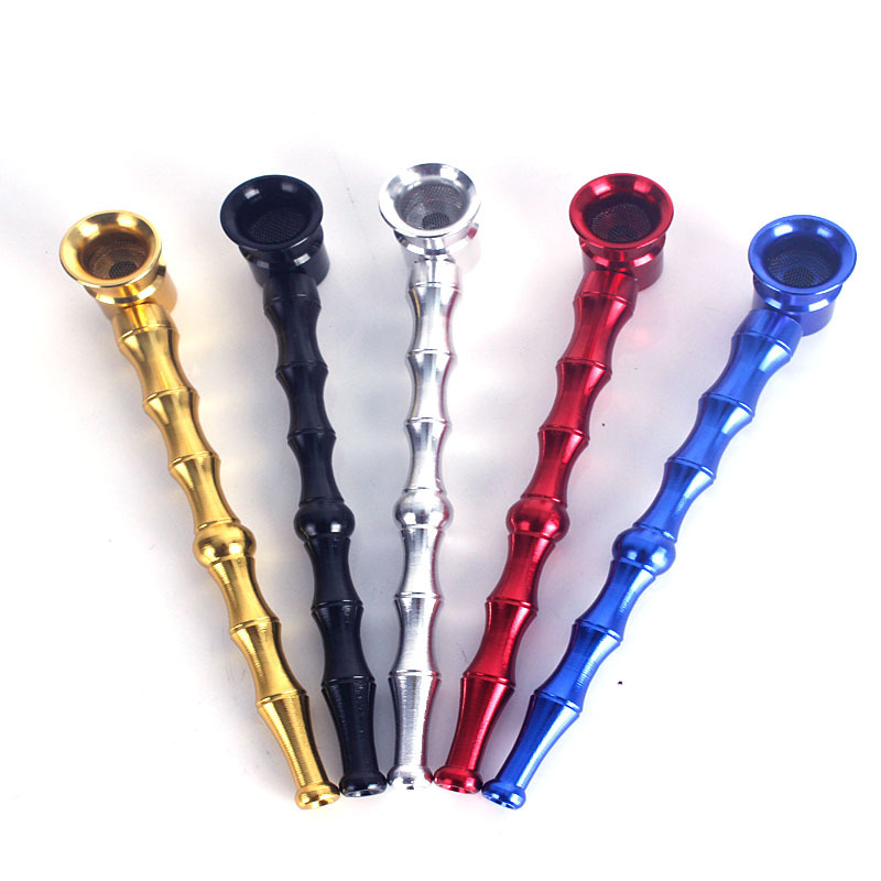 Portable mini-smoking bucket aluminum detachable metal mesh sheet filter tobacco pipe dry smoke rod straight tobacco bag pan